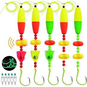 Catfish Rigs Fishing Rigs - Bank Fishing Catfishing Tackle Floats Rattler Beads Rig with Snaps 6/0 8/0 10/0 Circle Hooks Catfishing Rig 5pcs/Set