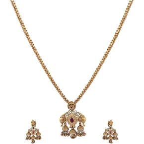TARINIKA Brass Tarun Pendant Necklace with Temple Design - Indian Jewelry Sets for Women | Perfect for Ethnic Occasions | Traditional South Indian Necklace | 1 Year Warranty*