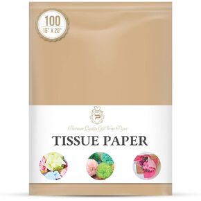 Desert Tan Gift Wrapping Tissue Paper for Gift Packaging, Floral, Birthday, Christmas, Halloween, DIY Crafts and More 15" X 20" 100 Sheets