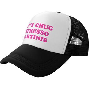 Let's Chug Espresso Martinis Funny Adjustable Mesh Trucker Hat for Adults Unisex Classic Hats Fishing Caps Black