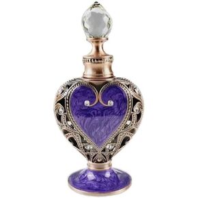 TEAMWILL Vintage Purple Perfume Glass Bottle Crystal Openwork Refillable Metal Empty Gift
