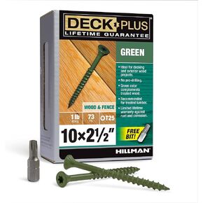 Deck Plus 48401 Wood Screws #10 x 2-1/2", Green, 1lb Box