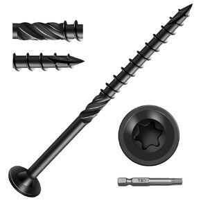 6 Inch Black Heavy-Duty Wood Screws, 50 PCS Torx Drive Multi-Purpose Modified Truss Head Lag Screws, Rust Resistant Timber Screws with a Star Bit for Log Timber Landscaping Wood (#14 x 6")