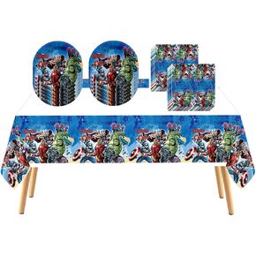 41 قطعة من لوازم الحفلات ذات طابع سبايدر سوبر هيرو، 20 طبق، 20 منديل ومفرش طاولة، زينة حفلات عيد ميلاد على شكل قلب أرنب مغني الراب للأولاد والبنات in Kuwait