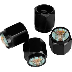 Rose Blue Flame Tire Valve Stem Caps, Aluminum Black Stem Tire Valve Caps Universal Stem Covers for Cars, SUVs, Trucks, Bikes, Motorcycles, Bicycles (4 Pack)