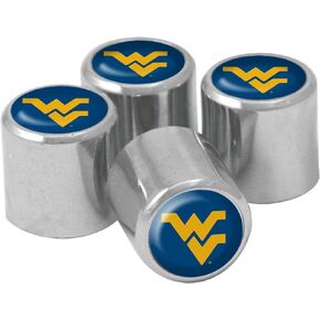 NCAA West Virginia Mountaineers Metal Tire Valve Stem Caps, 4-Pack