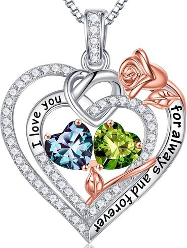 Iefil Double Birthstone Necklace and Birthstone Earrings Set in Saudi Arabia