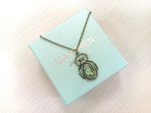 Antique Bronze Abalone Shell Bug Wildlife Necklace Scarab Earring Woodland Animal Jewelry Set in Saudi Arabia
