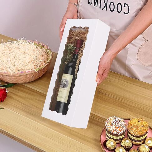 30 عبوة من صناديق المخبوزات مع نافذة، 16 بوصة × 6 بوصة × 3 بوصة صناديق بسكويت بيضاء مع شريط تغليف، صناديق معجنات طويلة للفراولة، الكعك، الكعك، صندوق هدايا in Kuwait