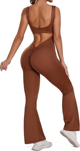 جمبسوت مضيئة للنساء من FITTOO قطعة واحدة بدون أكمام بدون ظهر على شكل حرف V وظهر مقصوص ومؤخرة وتمارين اليوجا بدلة رومبير ضيقة in Kuwait