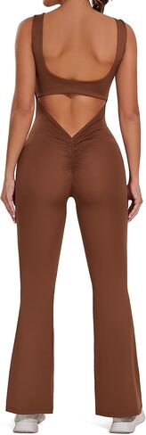 جمبسوت مضيئة للنساء من FITTOO قطعة واحدة بدون أكمام بدون ظهر على شكل حرف V وظهر مقصوص ومؤخرة وتمارين اليوجا بدلة رومبير ضيقة in Kuwait