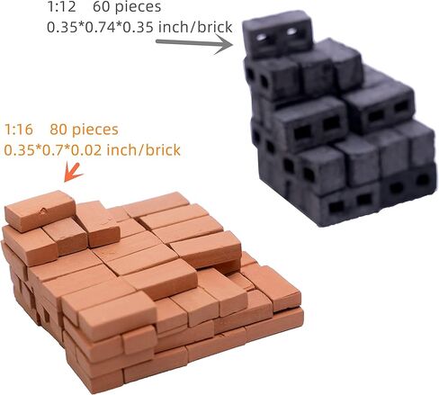 140 قطعة من مكعبات الطوب المصغرة 80 قطعة من الطوب الجداري الأحمر الصغير بمقياس 1 16 60 قطعة من مكعبات البناء الصغيرة بمقياس 1 12 من الطوب المزيف لبيت الدمى والحديقة والمناظر الطبيعية والإكسسوارات الحرفية in Kuwait