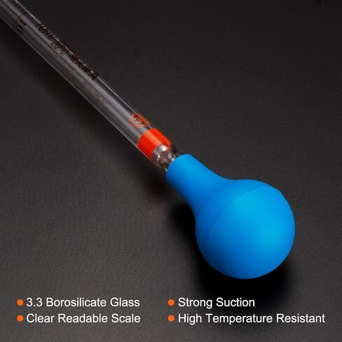 PATIKIL Graduated Dropper Pipettes Kit, 0.1ml Borosilicate Glass Pipette with Rubber Cap for Transfer Liquid for Lab, Chemistry, Clear in Saudi Arabia