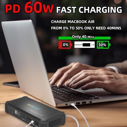 27000mAh/99.9Wh Portable Power Bank with AC Outlet, 100W Battery Powered Outlet, PD 60W QC 3.0 USB Ports Fast Charging Portable Power Suply Station for Laptops,Phone,Drone,Camera,Fan(Black) in Saudi Arabia