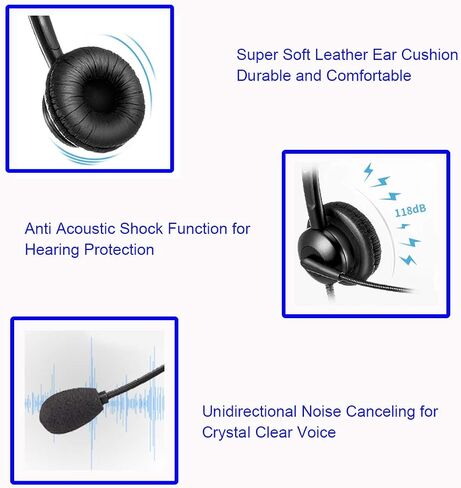 MAIRDI Phone Headset with Noise Cancelling Microphone, Binaural Call Center Headset with RJ9 Jack for Office Landline Phones, Work for Plantronics Avaya Nortel Polycom Aastra in Saudi Arabia