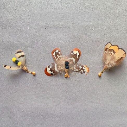 استبدال عصا لعبة ريش الحشرات للقطط، عبوات ريش ألعاب القطط، مجموعة من 6 رؤوس بديلة مع أجراس، ألعاب تفاعلية للقطط من الريش الطبيعي (6 قطع عبوات + عصا دعابة واحدة) in Kuwait