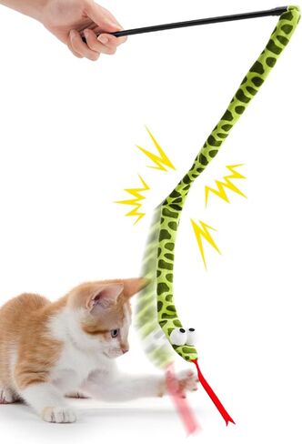 Fashion's Talk 2 Pack Cat Teaser Wand Toy for Indoor Cats, Cute Mesh Snake & Crinkle Plush Fabric Kitten Wand Kitty Toys Interactive Play Chase Exercise Cat Toys for All Breed Sizes in Kuwait