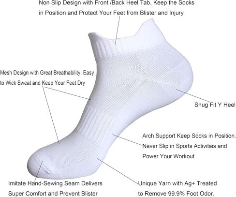 Womens Anti Odor Breathable Moisture Wicking Sports Cotton Low Cut Running Socks in Saudi Arabia