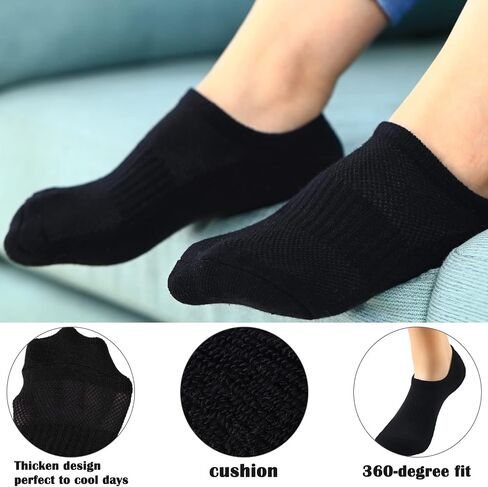 6/9 Pairs Ankle Socks for Women Athletic Running Socks Winter Warm Low Cut Thick Socks Non Slip No Show Fit 6-9/9-11/8-12 in Saudi Arabia