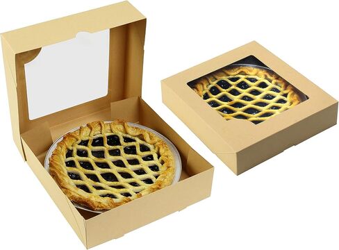 9 inch Kraft Pie Boxes with Clear Window (15-Pack) | Paper Box for Bakery Display and Sales | Low Profile Disposable Crafter Paperboard Container for Baked Goods, Desserts, and Treats in Saudi Arabia