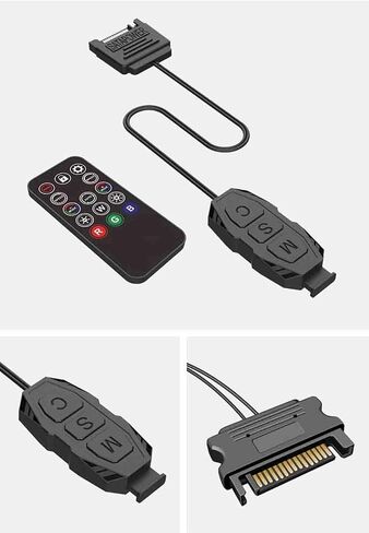ARGB Controller 5V 3 Pin RGB Controller Cable,SATA Power RGB Fan Controller with 14 Key Remote Control Switch in Saudi Arabia
