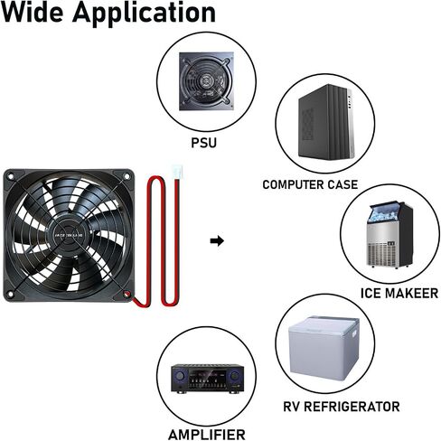 مروحة 120 ملم 2 حزمة مروحة 12 فولت، نسخة Slient عالية تدفق الهواء 12 فولت 2 دبوس PSU مراوح الكمبيوتر، DL-120 مع محمل هيدروليكي 2000 دورة في الدقيقة مروحة تبريد للكمبيوتر، ثلاجة RV، خزانة التلفزيون، مجفف، مزيل الرطوبة، خيمة النمو... in Kuwait