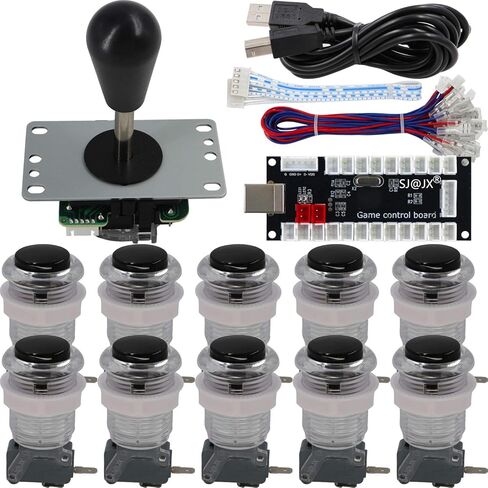 SJ@JX Arcade Game 2 Player Controller DIY Kit Microswitch Button 4&8 Way Joystick Zero Delay USB Encoder Fighting Stick Handles Console for PC MAME Raspberry Pi Retropie in Kuwait