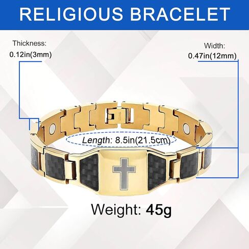 Magnetic Bracelet for Men for Arthritis and Joint, Christian Religious Cross Carbon Fiber Stainless Steel Bracelet (A) in Saudi Arabia