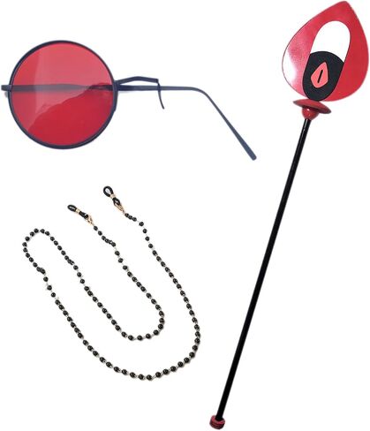 Alastor Prop Glasses Eyeglasses Chain Anime Alastor Cosplay Weapon Cane Costume in Kuwait