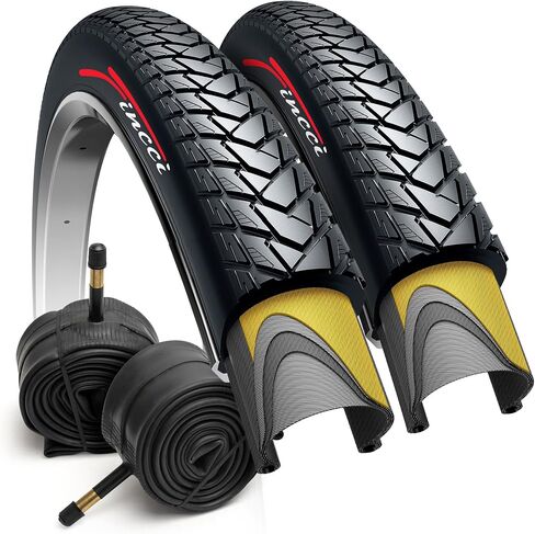 Fincci Pair 700x35c Tire 37-622 Foldable 60 TPI City Commuter Tires with Nylon Protection and Presta Valve Inner Tubes 48mm for Cycle Road Mountain MTB Hybrid Touring Electric Bike Bicycle - Pack of 2 in Saudi Arabia