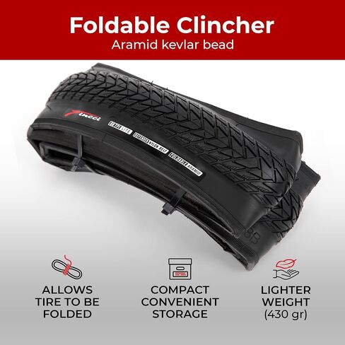 Fincci Pair 700x35c Tire 37-622 Foldable 60 TPI City Commuter Tires with Nylon Protection and Presta Valve Inner Tubes 48mm for Cycle Road Mountain MTB Hybrid Touring Electric Bike Bicycle - Pack of 2 in Saudi Arabia