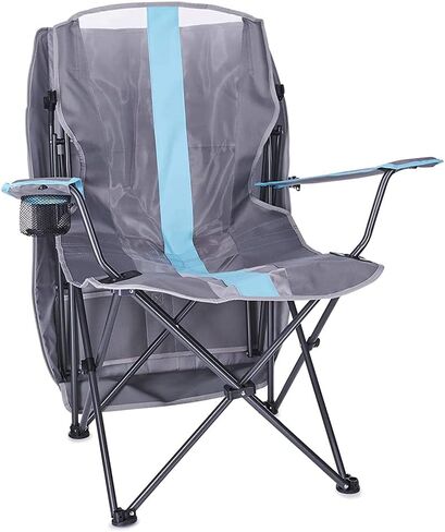 Kelsyus Premium Portable Camping Folding Outdoor Lawn Chair w/50+ UPF Canopy, Cup Holder, & Carry Strap, for Sports, Beach, Lake, Blue & Gray (2 Pack) in Kuwait