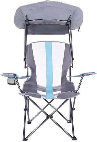Kelsyus Premium Portable Camping Folding Outdoor Lawn Chair w/50+ UPF Canopy, Cup Holder, & Carry Strap, for Sports, Beach, Lake, Blue & Gray (2 Pack) in Kuwait