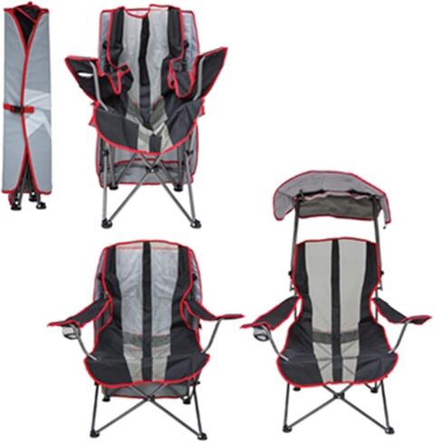 Kelsyus Premium Portable Camping Folding Outdoor Lawn Chair w/50+ UPF Canopy, Cup Holder, & Carry Strap, for Sports, Beach, Lake, Blue & Gray (2 Pack) in Kuwait