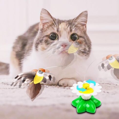 Mesen Electric Bird & Butterfly Teasing Cat Toy, 2 PCS Funny Rotating Electric Flying Bird Interactive Toy with A Fastening Tape, Automatic Electric Butterfly 360°Rotating Kitten Toy in Saudi Arabia