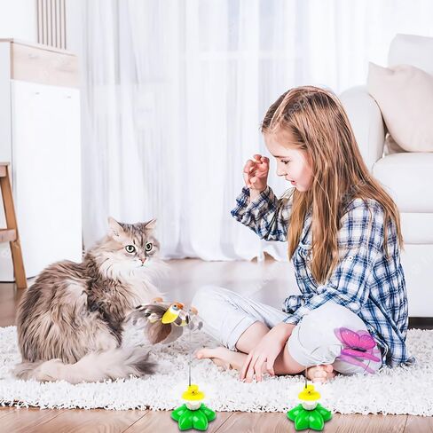 Mesen Electric Bird & Butterfly Teasing Cat Toy, 2 PCS Funny Rotating Electric Flying Bird Interactive Toy with A Fastening Tape, Automatic Electric Butterfly 360°Rotating Kitten Toy in Saudi Arabia