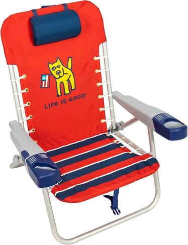 حقيبة ظهر ريو براندز لايف إز جود قابلة للاستلقاء بأربعة أوضاع مع وسادة مسند للرأس وحامل أكواب وحقيبة تخزين وكرسي الشاطئ، 24.21 بوصة عمق × 28 بوصة عرض × 33 بوصة ارتفاع، جزيرة زرقاء in Kuwait
