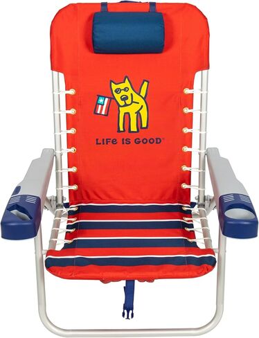 حقيبة ظهر ريو براندز لايف إز جود قابلة للاستلقاء بأربعة أوضاع مع وسادة مسند للرأس وحامل أكواب وحقيبة تخزين وكرسي الشاطئ، 24.21 بوصة عمق × 28 بوصة عرض × 33 بوصة ارتفاع، جزيرة زرقاء in Kuwait