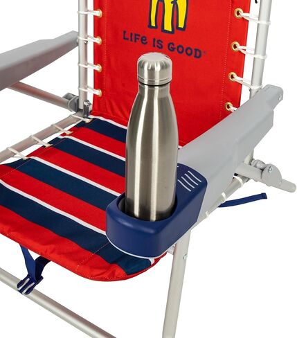 حقيبة ظهر ريو براندز لايف إز جود قابلة للاستلقاء بأربعة أوضاع مع وسادة مسند للرأس وحامل أكواب وحقيبة تخزين وكرسي الشاطئ، 24.21 بوصة عمق × 28 بوصة عرض × 33 بوصة ارتفاع، جزيرة زرقاء in Kuwait