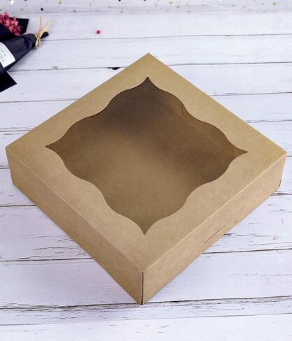 CHERRY 25-PACK 10"x10"x3"Brown Bakery Boxes with PVC Window for Pie and Cookies Boxes Large Natural Kraft Paper Box 10x10x3inch in Saudi Arabia