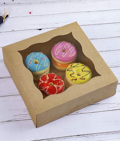 CHERRY 25-PACK 10"x10"x3"Brown Bakery Boxes with PVC Window for Pie and Cookies Boxes Large Natural Kraft Paper Box 10x10x3inch in Saudi Arabia
