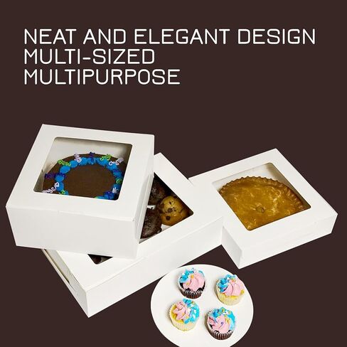 15 قطعة من صناديق المخبوزات البيضاء الكبيرة بأحجام متنوعة للكيك والكب كيك والفطيرة والمواد الغذائية وتغليف ونقل البضائع المخبوزة بدون فوضى in Kuwait