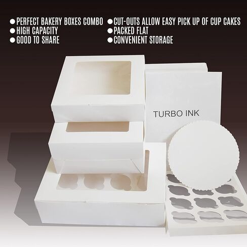 15 قطعة من صناديق المخبوزات البيضاء الكبيرة بأحجام متنوعة للكيك والكب كيك والفطيرة والمواد الغذائية وتغليف ونقل البضائع المخبوزة بدون فوضى in Kuwait