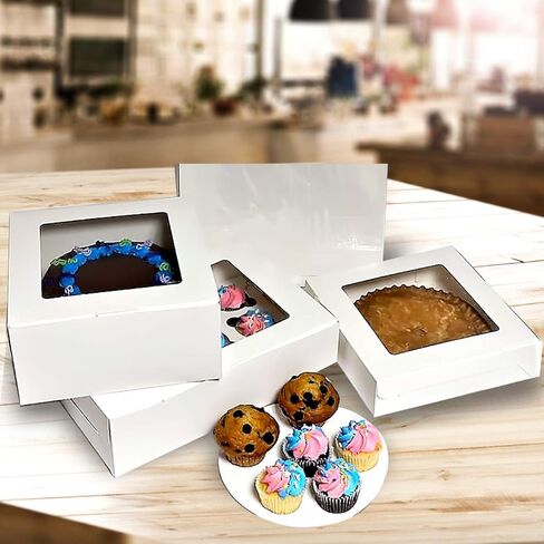 15 قطعة من صناديق المخبوزات البيضاء الكبيرة بأحجام متنوعة للكيك والكب كيك والفطيرة والمواد الغذائية وتغليف ونقل البضائع المخبوزة بدون فوضى in Kuwait