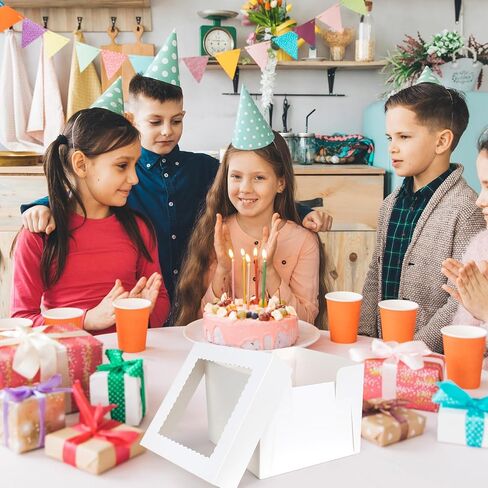 10pcs Cake Boxes, 10" x 10" x 8" Tall Cake Boxes Set (10pcs Boxes and 10pcs Boards), White Bakery Box with Window, Disposable Paperboard Cake Baker Boxes for Desserts, Cupcakes, Pastries in Kuwait