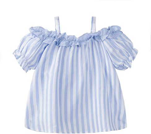 Mud Kingdom Big Girls Cold Shoulder Top Striped Cotton T-Shirt Casual Summer Holiday in Saudi Arabia