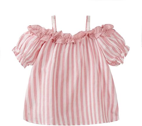 Mud Kingdom Big Girls Cold Shoulder Top Striped Cotton T-Shirt Casual Summer Holiday in Kuwait