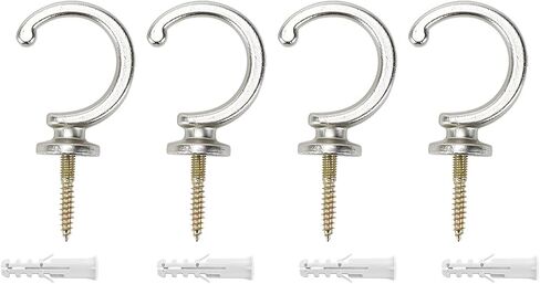 LC LICTOP Curtain Tiebacks Round Head Curtain Hooks Silver Wall Mounted Tieback Tassel Holder 4pcs in Saudi Arabia
