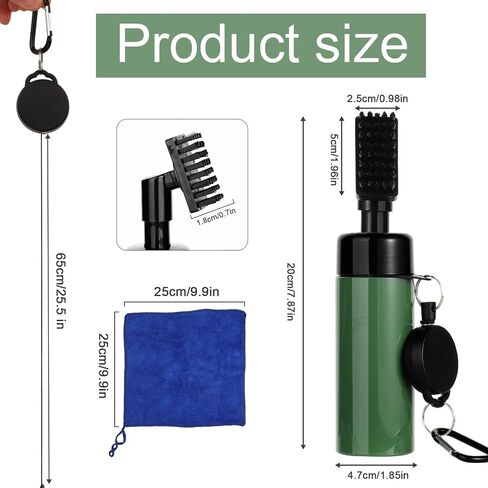 Golf Club Cleaning Brush, Nylon Golf Club Brush Groove Cleaner Squeeze Water Bottle Drawstring Closure Golf Club Brush and Towel Set Golf Accessories for Men Golf Lovers in Saudi Arabia