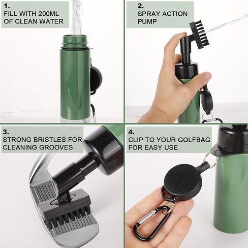 Golf Club Cleaning Brush, Nylon Golf Club Brush Groove Cleaner Squeeze Water Bottle Drawstring Closure Golf Club Brush and Towel Set Golf Accessories for Men Golf Lovers in Saudi Arabia